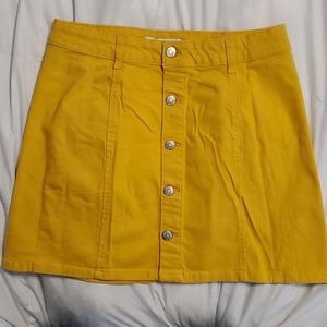 Mustard Yellow Button A-line Skirt